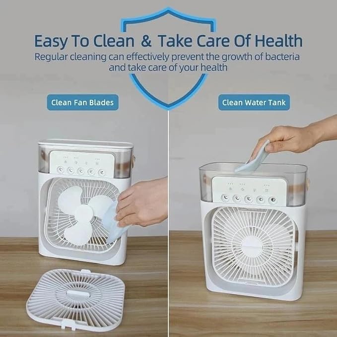 Portable Mini Air Cooler with Water Tank & USB Charging | 3-in-1 Personal Air Conditioner, Humidifier & Fan | Ice Cooling Technology for Home, Office & Travel